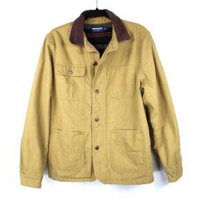 Guideboat Co. Men's Coat Jacket Barn Chore Tan Striped Wool Lining Size Medium